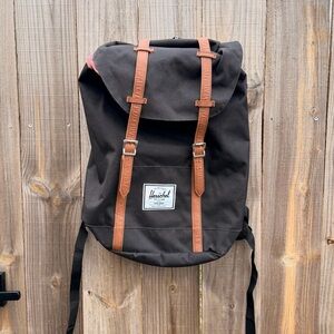 Herschel Supply Company Black Backpack with Brown leather Straps